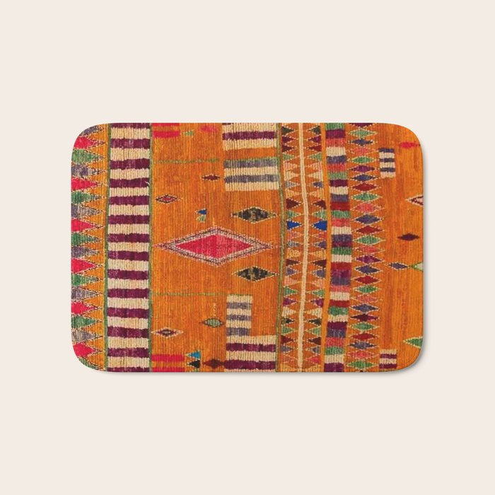 Orange Traditional Moroccan Design Bath Mat Gallery Image 1