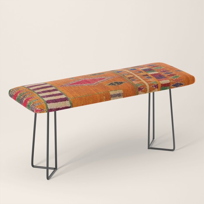 Orange Traditional Moroccan Design Bench Gallery Image 1