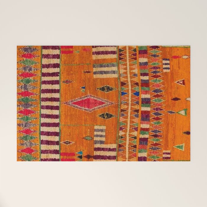 Orange Traditional Moroccan Design Welcome Mat Gallery Image 1