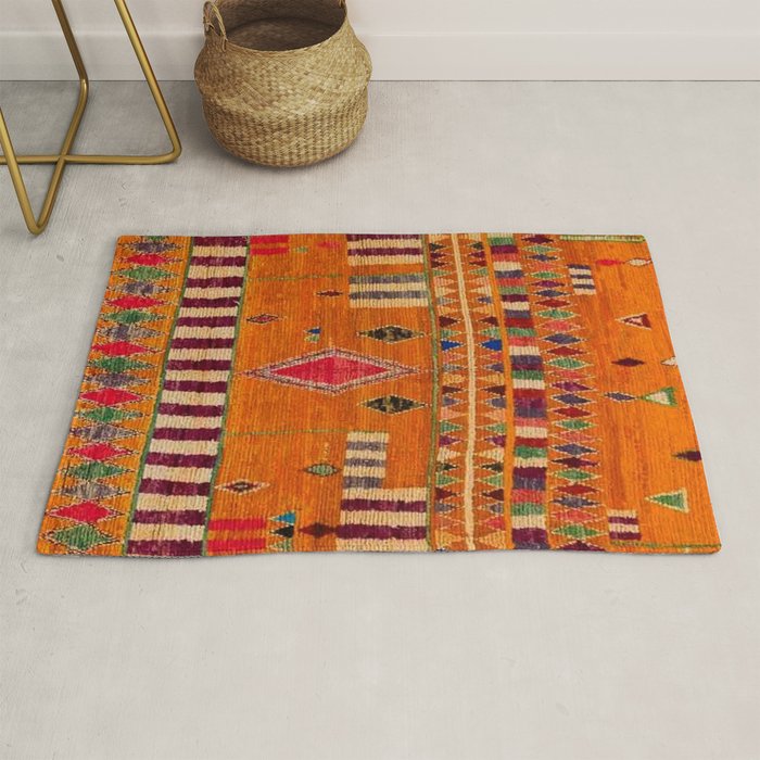 Orange Traditional Moroccan Design Rug Gallery Image 1