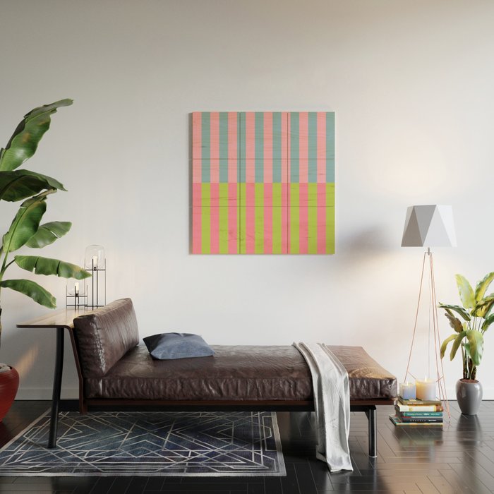 Vibrant color block pattern Wood Wall Art Gallery Image 2