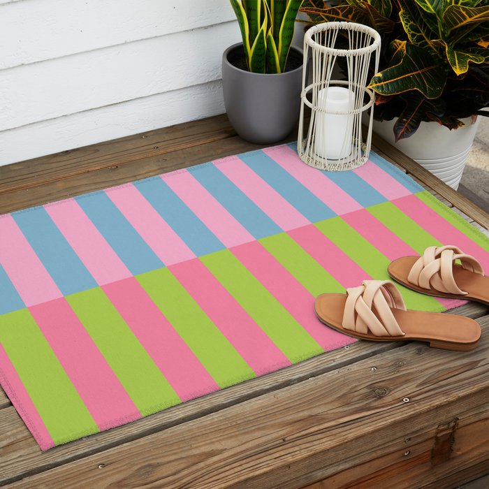 Vibrant color block pattern Outdoor Rug Gallery Image 2