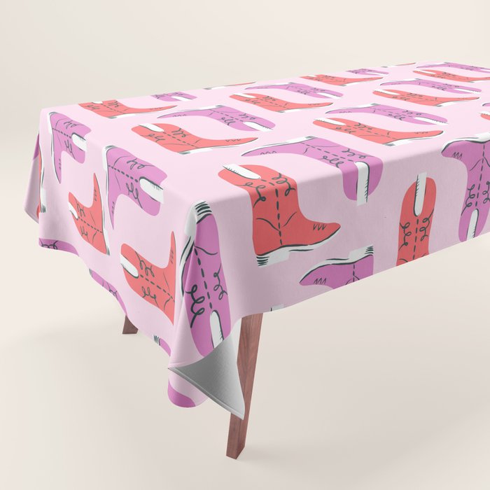 Western Cowboy Boots in red and pink Tablecloth Gallery Image 1
