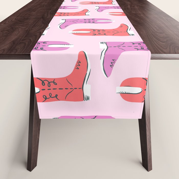 Western Cowboy Boots in red and pink Table Runner Gallery Image 1