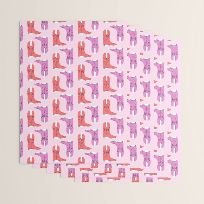 Western Cowboy Boots in red and pink Wrapping Paper Gallery Image 3