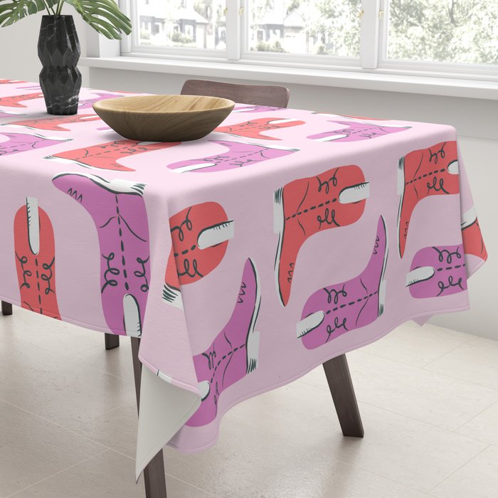 Western Cowboy Boots in red and pink Tablecloth Gallery Image 3