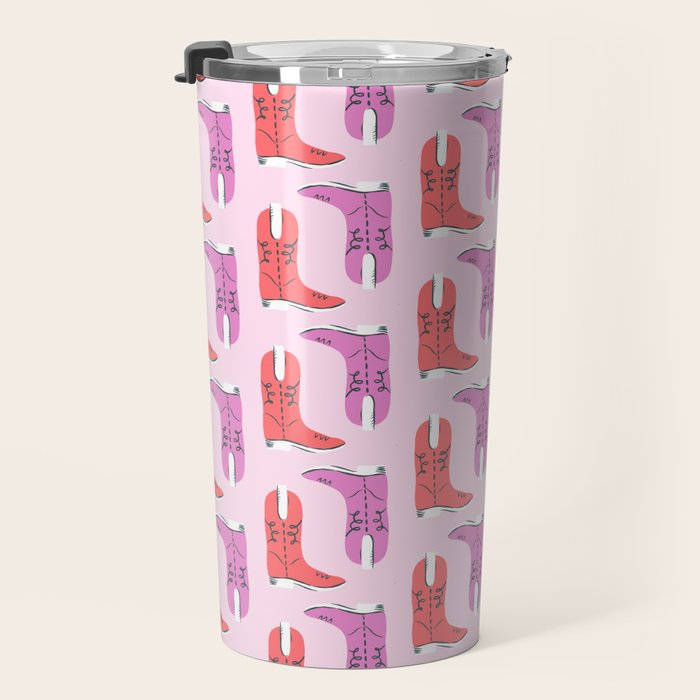 Western Cowboy Boots in red and pink Travel Mug Gallery Image 3