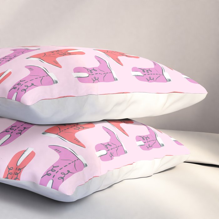 Western Cowboy Boots in red and pink Pillow Sham Gallery Image 3