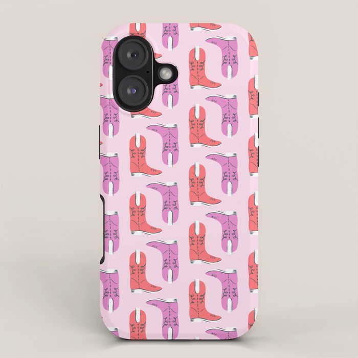 Western Cowboy Boots in red and pink iPhone Case Gallery Image 1