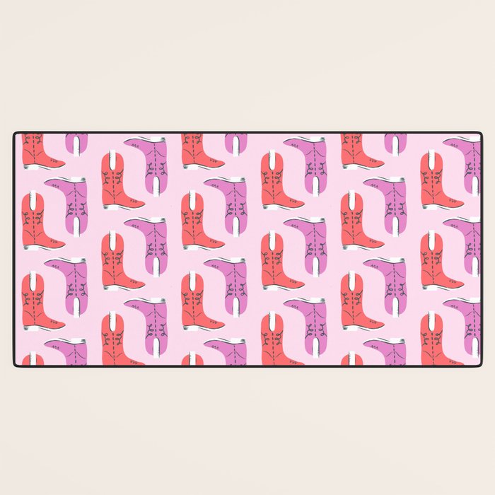 Western Cowboy Boots in red and pink Desk Mat Gallery Image 3
