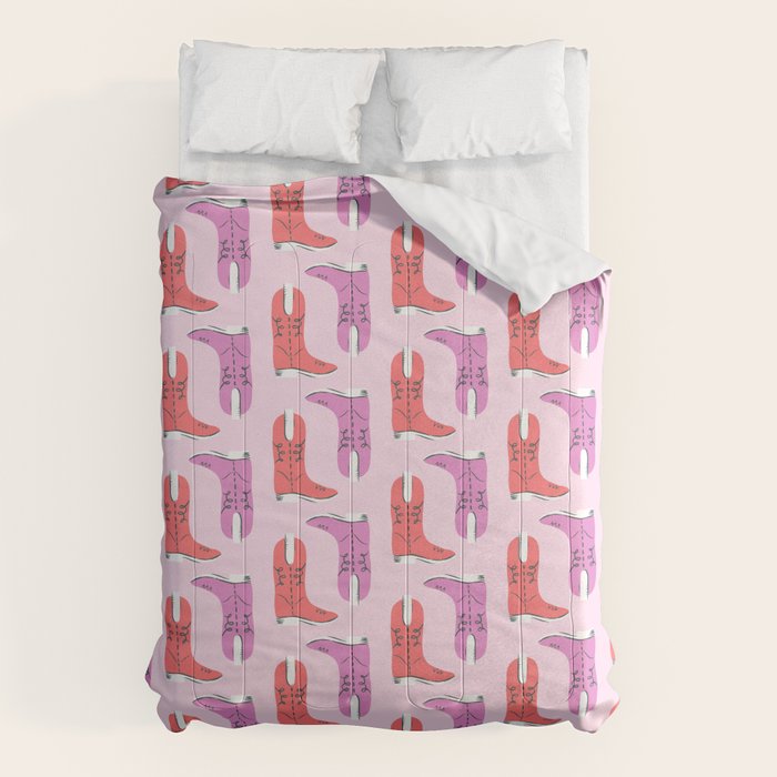 Western Cowboy Boots in red and pink Comforter Gallery Image 1