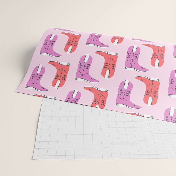 Western Cowboy Boots in red and pink Wrapping Paper Gallery Image 2