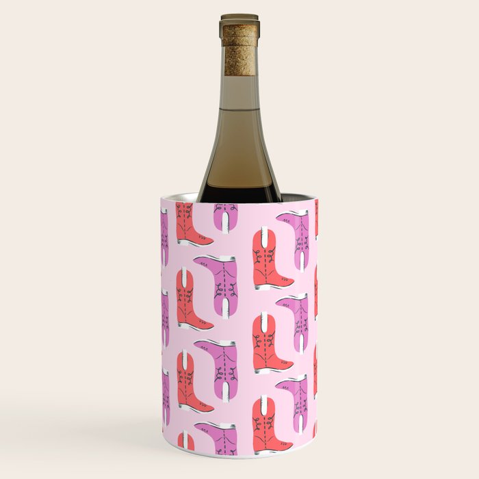 Western Cowboy Boots in red and pink Wine Chiller Gallery Image 1