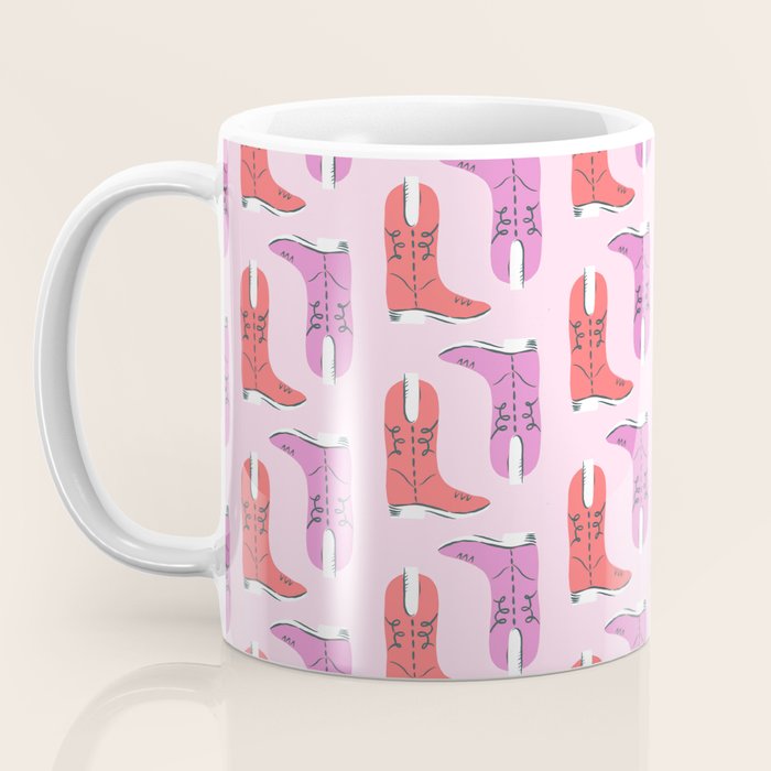 Western Cowboy Boots in red and pink Coffee Mug Gallery Image 3