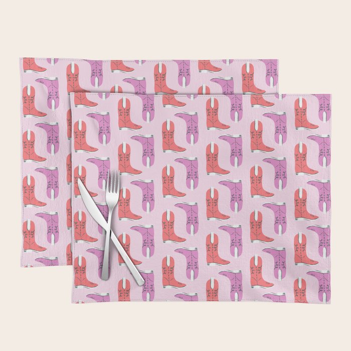 Western Cowboy Boots in red and pink Placemat Gallery Image 1