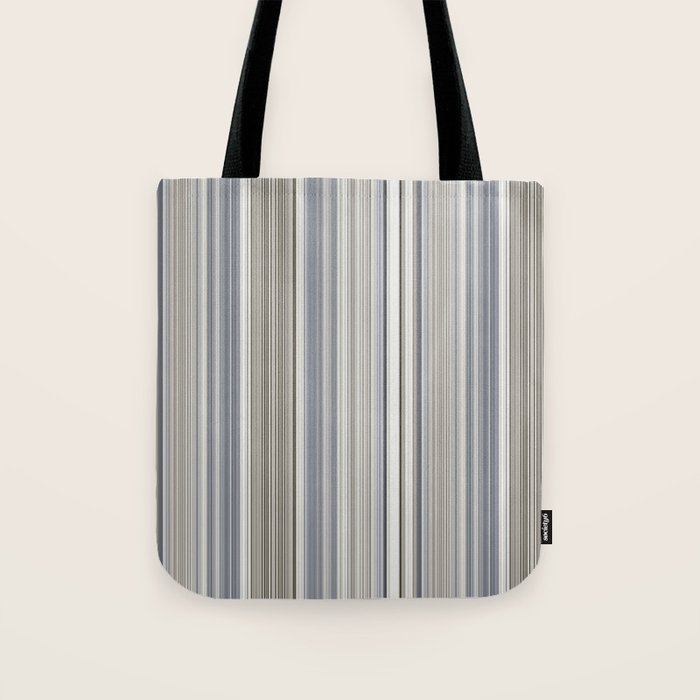 Blue grey Tan Stripes Tote Bag Gallery Image 1