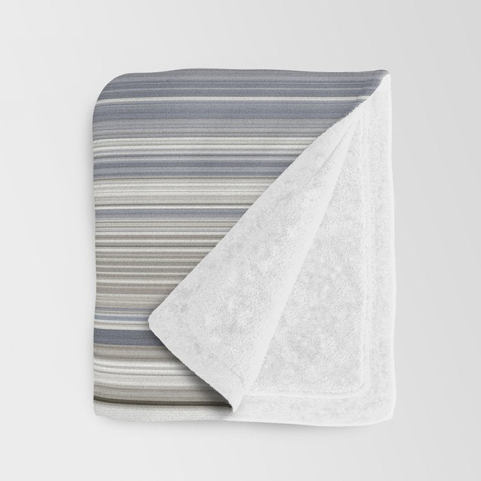 Blue grey Tan Stripes Throw Blanket Gallery Image 3