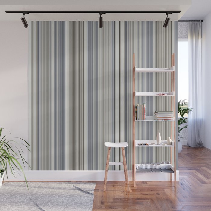 Blue grey Tan Stripes Wall Mural Gallery Image 1