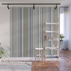Blue grey Tan Stripes Wall Mural Gallery Image 1
