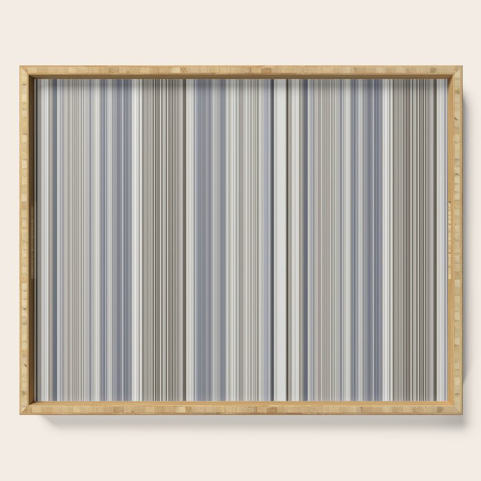 Blue grey Tan Stripes Serving Tray Gallery Image 1