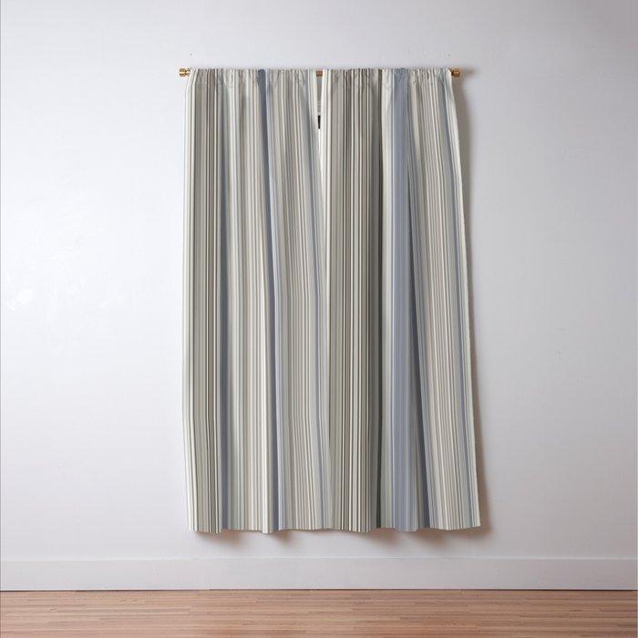 Blue grey Tan Stripes Window Curtain Gallery Image 3