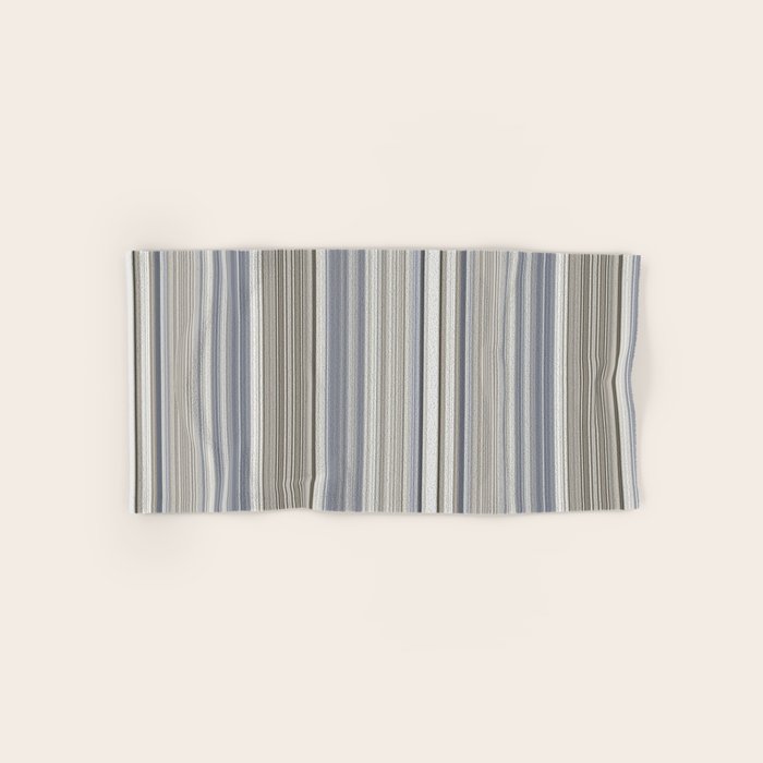 Blue grey Tan Stripes Bath Towel Gallery Image 1