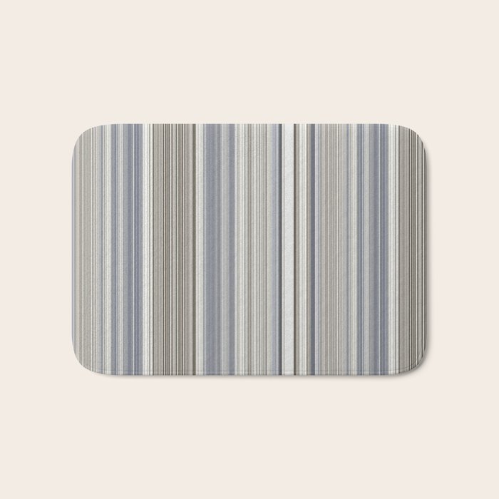 Blue grey Tan Stripes Bath Mat Gallery Image 1