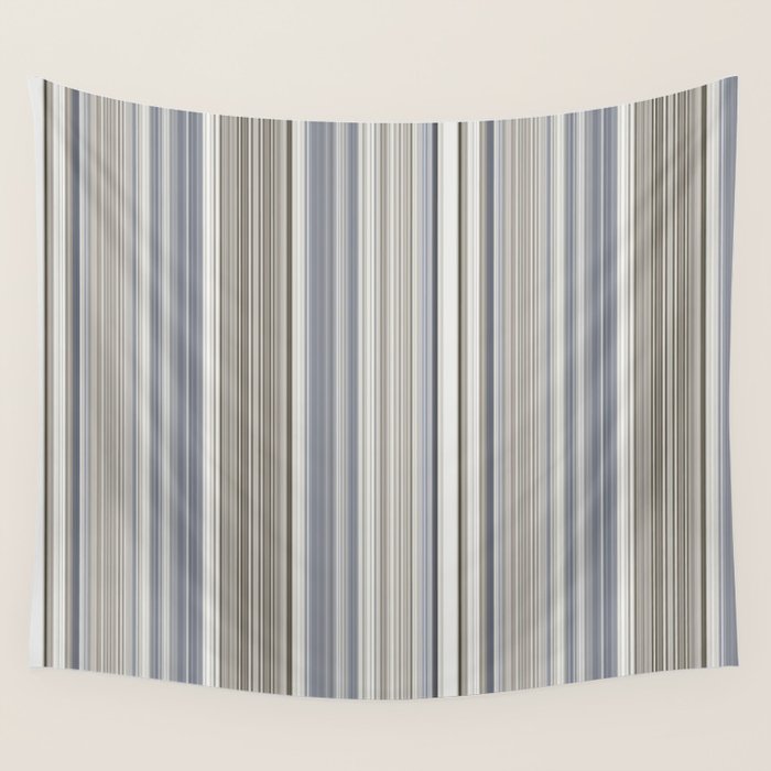 Blue grey Tan Stripes Wall Tapestry Gallery Image 4
