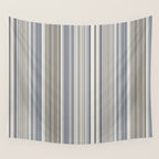 Blue grey Tan Stripes Wall Tapestry Gallery Image 4