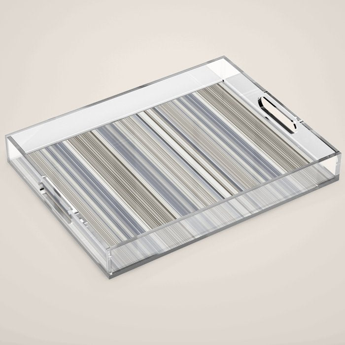 Blue grey Tan Stripes Acrylic Tray Gallery Image 1