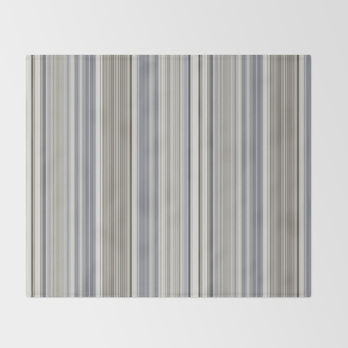 Blue grey Tan Stripes Throw Blanket Gallery Image 2