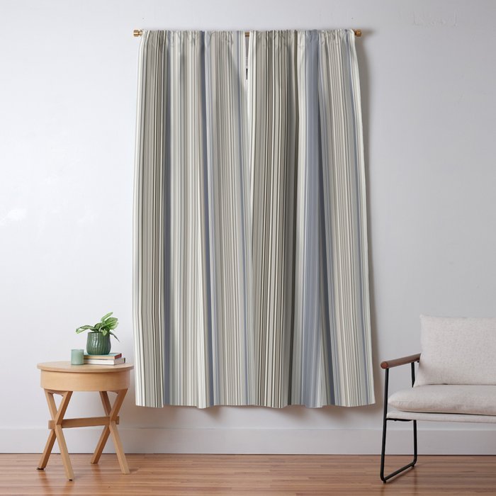 Blue grey Tan Stripes Window Curtain Gallery Image 1