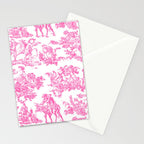 Fuschia Pink Toile de Jouy Stationery Card Gallery Image 2