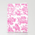 Fuschia Pink Toile de Jouy Stationery Card Gallery Image 2