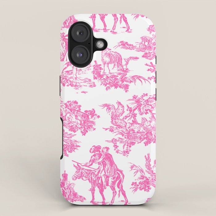 Fuschia Pink Toile de Jouy iPhone Case Gallery Image 1