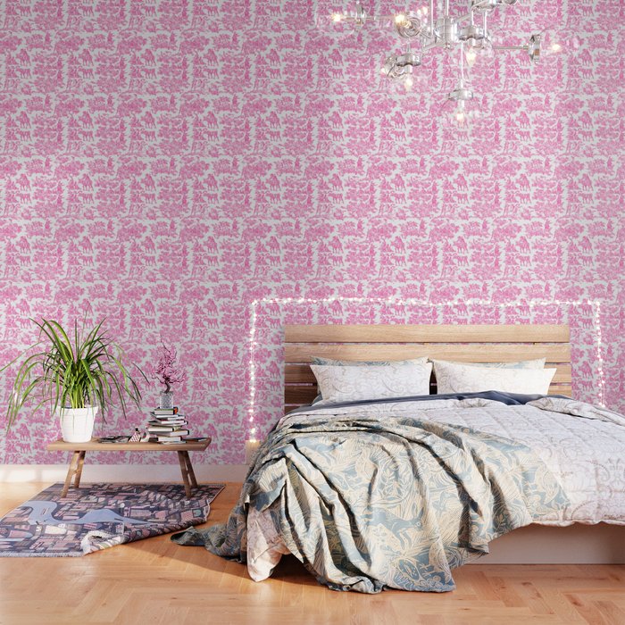 Fuschia Pink Toile de Jouy Wallpaper Gallery Image 3