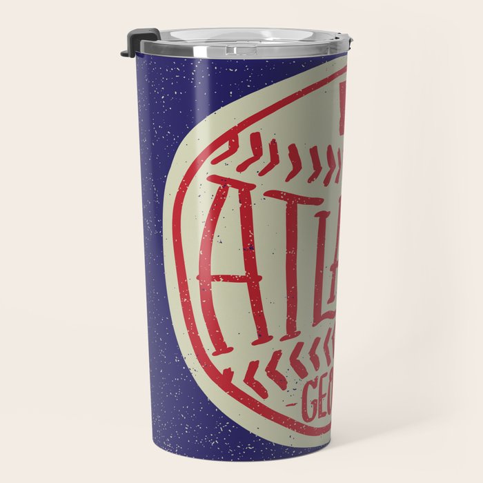 Atlanta Georgia Baseball - Hand Drawn, Script Typography Travel Mug Gallery Image 3
