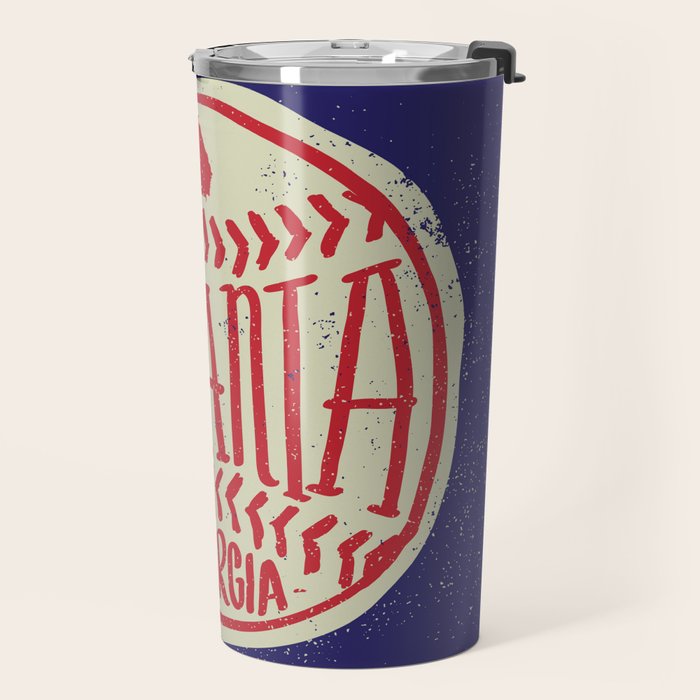 Atlanta Georgia Baseball - Hand Drawn, Script Typography Travel Mug Gallery Image 2