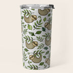 Little Sloth Hanging Around, Cute Sloth Print, Gray and Green, Hand-Drawn Sloth Travel Mug Gallery Image 2