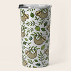 Little Sloth Hanging Around, Cute Sloth Print, Gray and Green, Hand-Drawn Sloth Travel Mug Gallery Image 3
