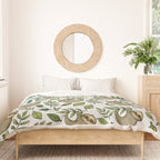 Little Sloth Hanging Around, Cute Sloth Print, Gray and Green, Hand-Drawn Sloth Duvet Cover Gallery Image 3