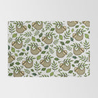 Little Sloth Hanging Around, Cute Sloth Print, Gray and Green, Hand-Drawn Sloth Rug Gallery Image 2