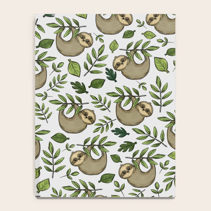 Little Sloth Hanging Around, Cute Sloth Print, Gray and Green, Hand-Drawn Sloth Notebook Gallery Image 4