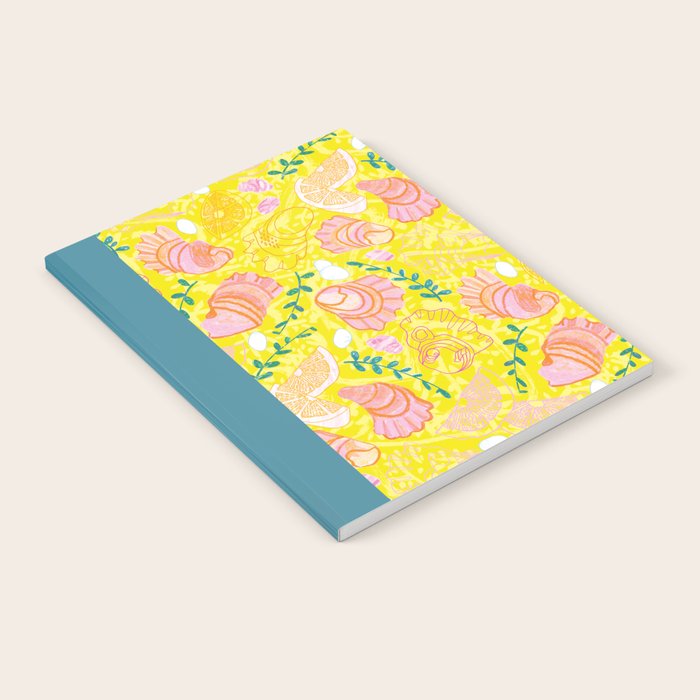 Coastal Oysters on the Beach in Lemon Yellow & Peach Notebook Gallery Image 1