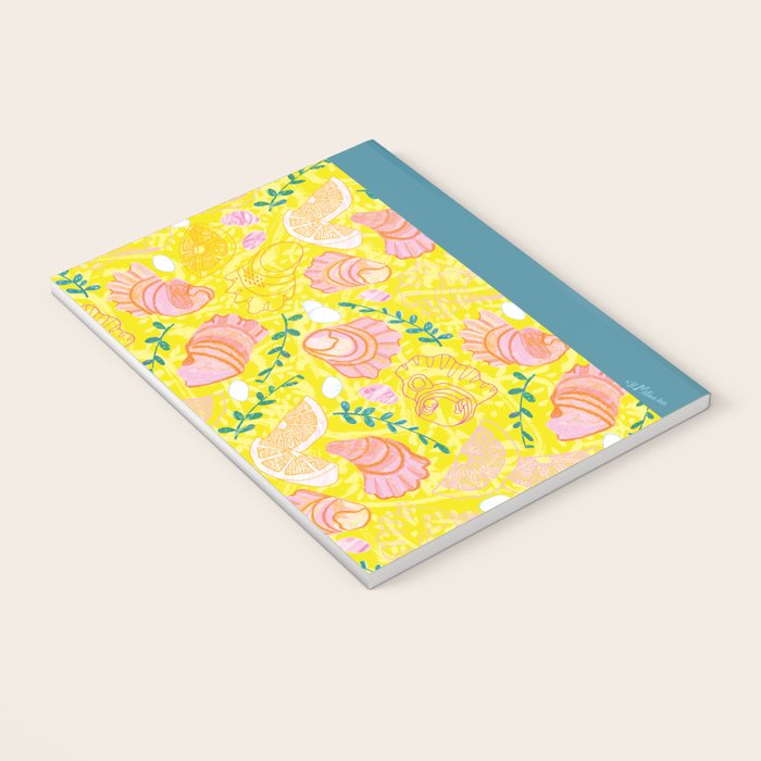 Coastal Oysters on the Beach in Lemon Yellow & Peach Notebook Gallery Image 3