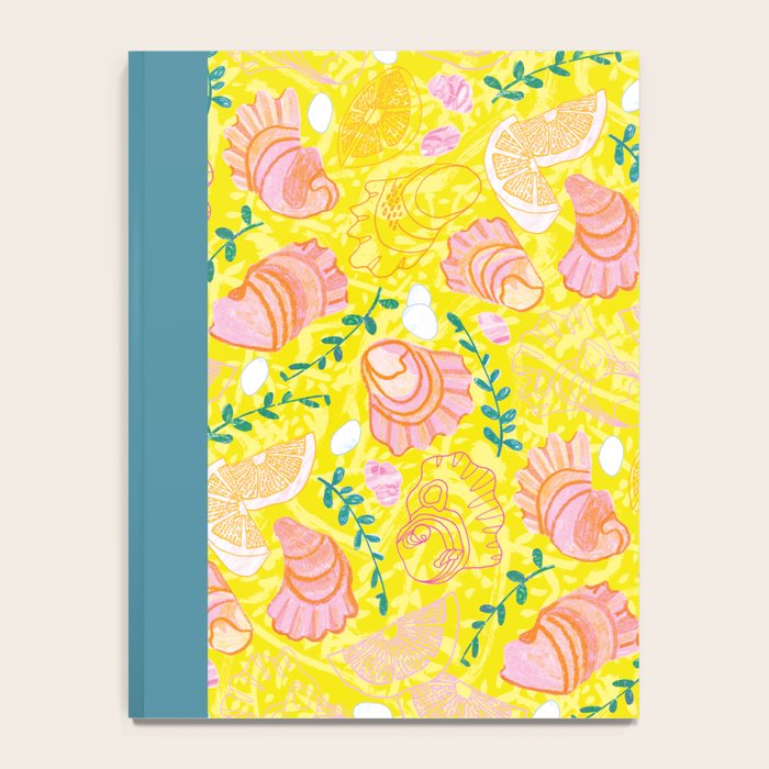 Coastal Oysters on the Beach in Lemon Yellow & Peach Notebook Gallery Image 4