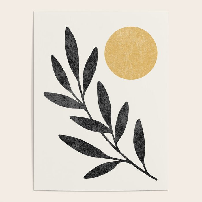 Leaf Sun 1 - Gold Black Poster Gallery Image 4