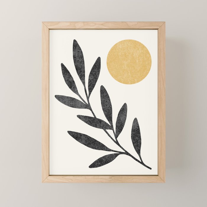 Leaf Sun 1 - Gold Black Mini Art Print Gallery Image 1