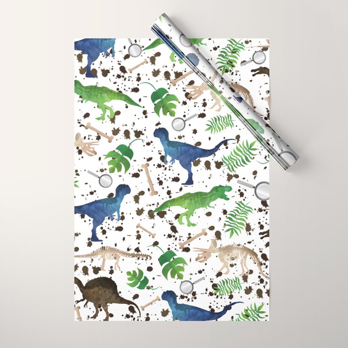 Watercolor Dinosaurs Wrapping Paper Gallery Image 1