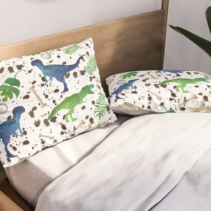 Watercolor Dinosaurs Pillow Sham Gallery Image 2